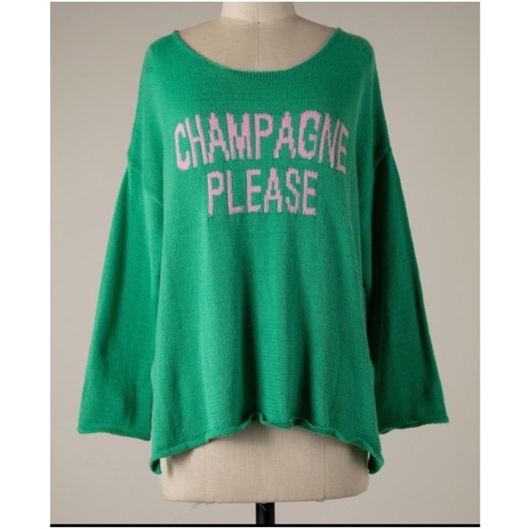 Cozy Champagne Please Graphic Oversized Sweater Top - Picture 6 of 6